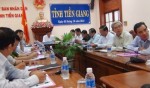 Đại biểu tại điểm cầu Tiền Giang tham gia hội nghị trực tuyến toàn quốc sơ kết công tác bảo đảm trật tự ATGT 9 tháng năm 2014 và triển khai nhiệm vụ thời gian còn lại năm 2014, ngày 3-10. Ảnh: baoapbac.vn