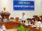 Tiến sĩ, BS Nguyễn Hùng Vĩ - PGĐ Sở Y tế phát biểu những giải pháp về BHYT toàn dân tại Tiền Giang