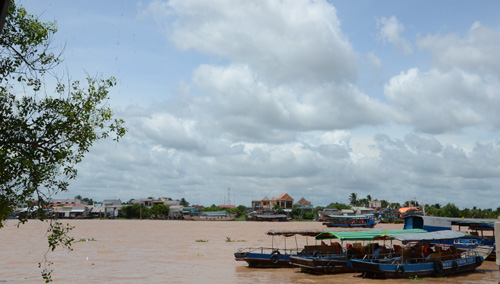 Cù lao Rồng nhìn từ TP. Mỹ Tho  - Ảnh: H.P