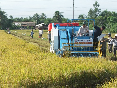 Cơ giới hóa trên đồng ruộng ở Tiền Giang